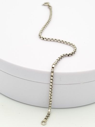 925 Vintage Italian Sterling Silver Box Chain Bracelet