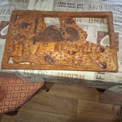 Beautiful Large Old Hand-Carved Wood Panel Indonesian Rural Village Life Scene Sculpture. Post Available, Beautifully carved from a single piece of wood