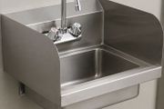 17 x 12.8in Stainless Steel Hand Sink - Wall Mount Design - Faucet &amp; Side Splash