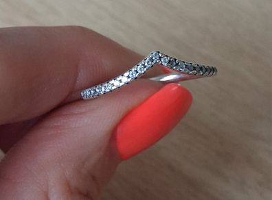 Pandora Sparkling Wishbone silver ring size 54