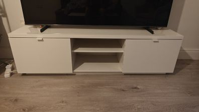 IKEA BYAS TV Bench: High Gloss White