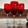 Vintage Italian Hand Blown Ruby Red Wine or Water Goblets 23 cm Tall Image 3