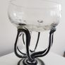 Duiske Hand Cut Blue Glass Pedestal Dish Retro Irish Cut Glass Bowl / Vase 7" Collectable. Image 6