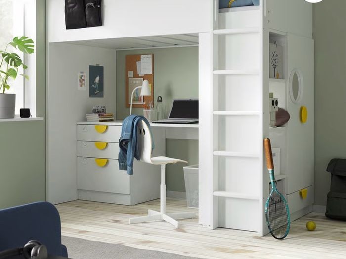 Ikea SMASTAD Loft Bed with Desk, Drawers, Wardrobe & Shelves -Good Condition