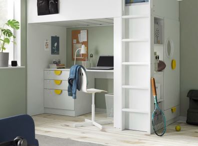 Ikea SMASTAD Loft Bed with Desk, Drawers, Wardrobe & Shelves -Good Condition