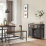 Sideboard Kitchen Cabinet Storage Cabinet with 2 Sliding Doors Adjustable Shelf Industrial for Living Room Anthracite Grey Black Image 2
