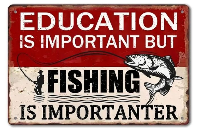 Funny Fishing : Metal Sign