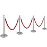 4 Pack Retractable Silver Round Top Stanchion Post Queue Crowd Control Barrier Posts Line Pole with 1.5M Red 2 Velvet Rope Image 8