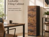 4 Drawer Lockable Filing Cabinet for A4 Files Rustic Brown and Black