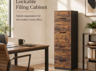 main image for ad 4 Drawer Lockable Filing Cabinet for A4 Files Rustic Brown and Black