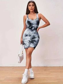 Tie dye black/white dress 12-14