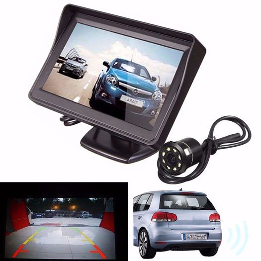 4.3 Inch LCD Monitor Car Rear View System Reverse Night Vision Backup Camera Kit