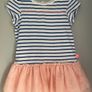 Billieblush girls white & blue striped dress with peach tulle Age 3 V.good condition Image 2