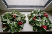 Fake holly decorations x 2