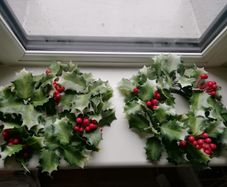 Fake holly decorations x 2