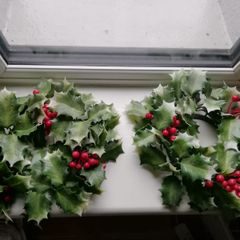 Fake holly decorations x 2