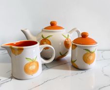 New Bright Citrus Hand-Painted Ceramic Tea Set