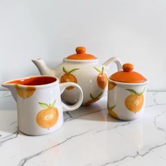 New Bright Citrus Hand-Painted Ceramic Tea Set