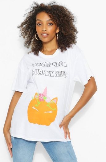 Funny halloween pumpkin maternity white t-shirt top