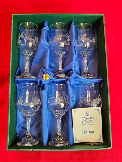 Set of 6 Penrose Glass Waterford Glasses - Irish Hand-Cut Crystal in Original Box