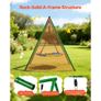 Swing Set for Backyard, 100 cm Saucer Swing Seat with Heavy Duty A-Frame Metal Stand, 199.6 kg Load Capacity, Reinforced with Spiral Ground Anchors, Swingset Outdoor for Kids, Green and Colorful Image 3