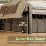 Bed 135 x 190 cm with Headboard and Footboard, 30 cm High, Metal Slatted Base, Iron Double Bed Frame, Additional Space Below, Easy Assembly, Modern, Black Image 3