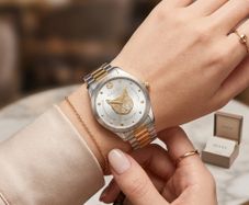 (New) Gucci Two-Tone Watch with Iconic Mystic Cat Dial, Swiss Made