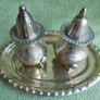 Vintage Salt & Pepper Shaker Pair silver plated Tray And Velvet Box Image 6