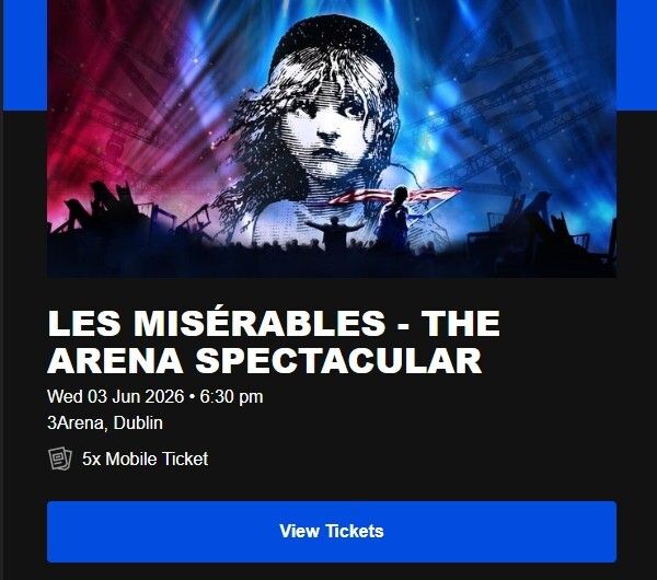 5 x Les Miserables Tickets