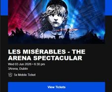 5 x Les Miserables Tickets