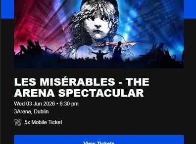 5 x Les Miserables Tickets