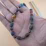 Vintage Venetian Style Tiny Floral Glass & Old Brass Beads Necklace 24 inches Image 7