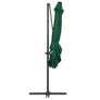 Cantilever Umbrella with LED lights and Steel Pole 250x250 cm Green Image 5