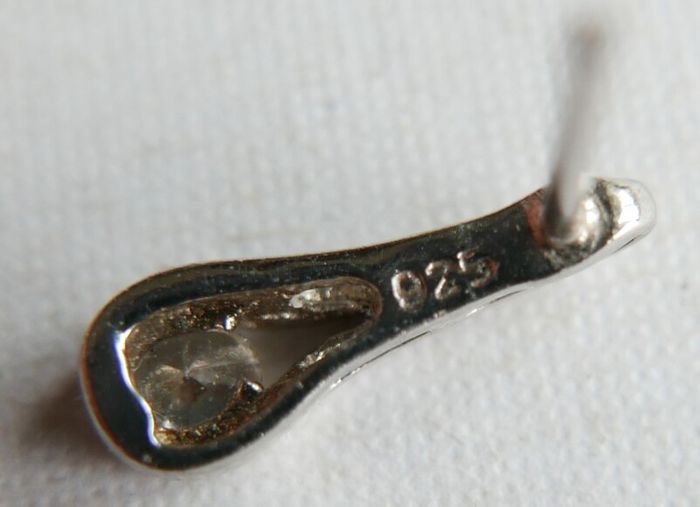 Vintage Sterling Silver 925 CZ Loop Drop Earrings 1,54g