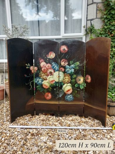 Antique painted panel screen