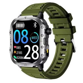 New Military Smart Watch Men Outdoor LED Flashlight Sports Fitness Tracker Health Monitor 2.01Inch Bluetooth Call Smartwatch