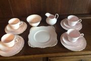 15 Piece 1930s Tuscan bone china  baby pink tea set