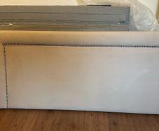 BRAND NEW Silver / Grey Velvet Double Headboard with Studded Detail (147cm x 64cm)