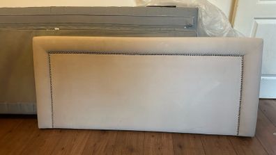 BRAND NEW Silver / Grey Velvet Double Headboard with Studded Detail (147cm x 64cm)
