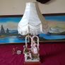 Capodimonte Italian Figurine Signed Large Table Lamp With Silky White Shade 27 Inches Tall Image 2