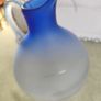 Vintage from the 1980s blue Frosted Art Glass Carafe / vase Image 6
