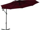 Cantilever Umbrella with LED Lights and Steel Pole Wine Red