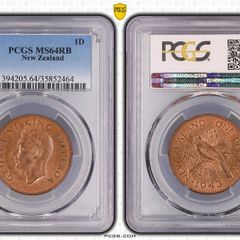 New Zealand 1943 1d penny PCGS MS64RB Rare this nice