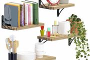 Versatile Floating Shelves Set of 4 Multi-Length Wooden Shelves for Wall with Floating Shelf Brackets