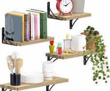 Versatile Floating Shelves Set of 4 Multi-Length Wooden Shelves for Wall with Floating Shelf Brackets