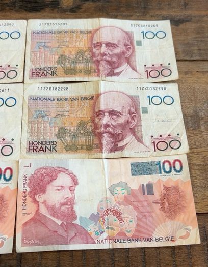Vintage Belgian 100 Franc Banknotes - Collection of 6