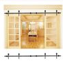 8FT Double Door Splicing Carbon Steel Barn Door Rollers Hanging Rail Kit Sliding Door Rail Hardware Hanging Track Pulleys Image 2