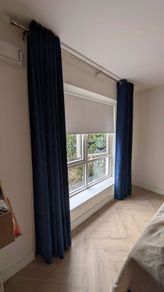 Navy Blue Curtains Blackout Lining- Rail Incl.