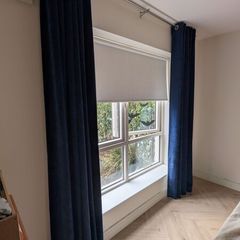 Navy Blue Curtains Blackout Lining- Rail Incl.