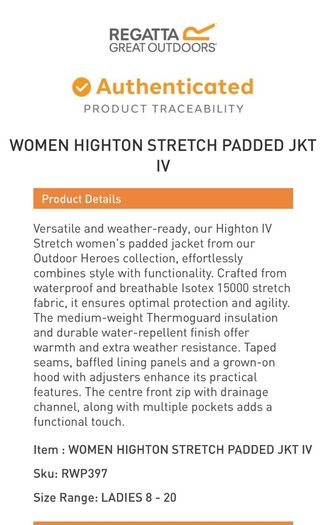 Women Highton Stretch Padded Jacket IV